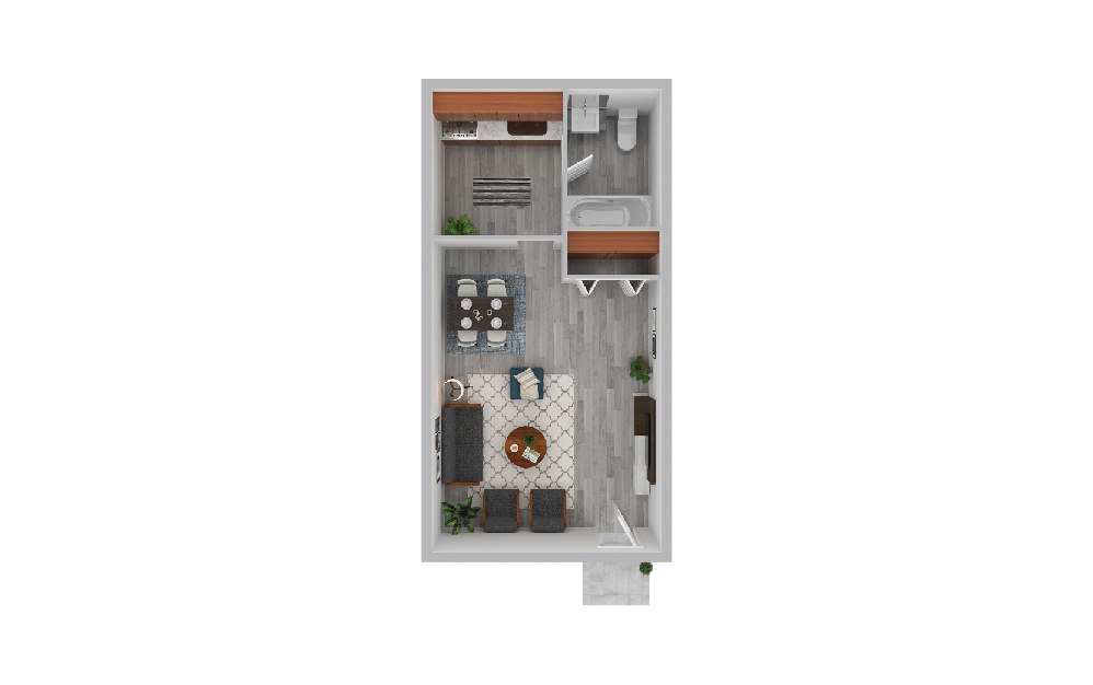 Sabal - Studio floorplan layout with 1 bath and 300 square feet.